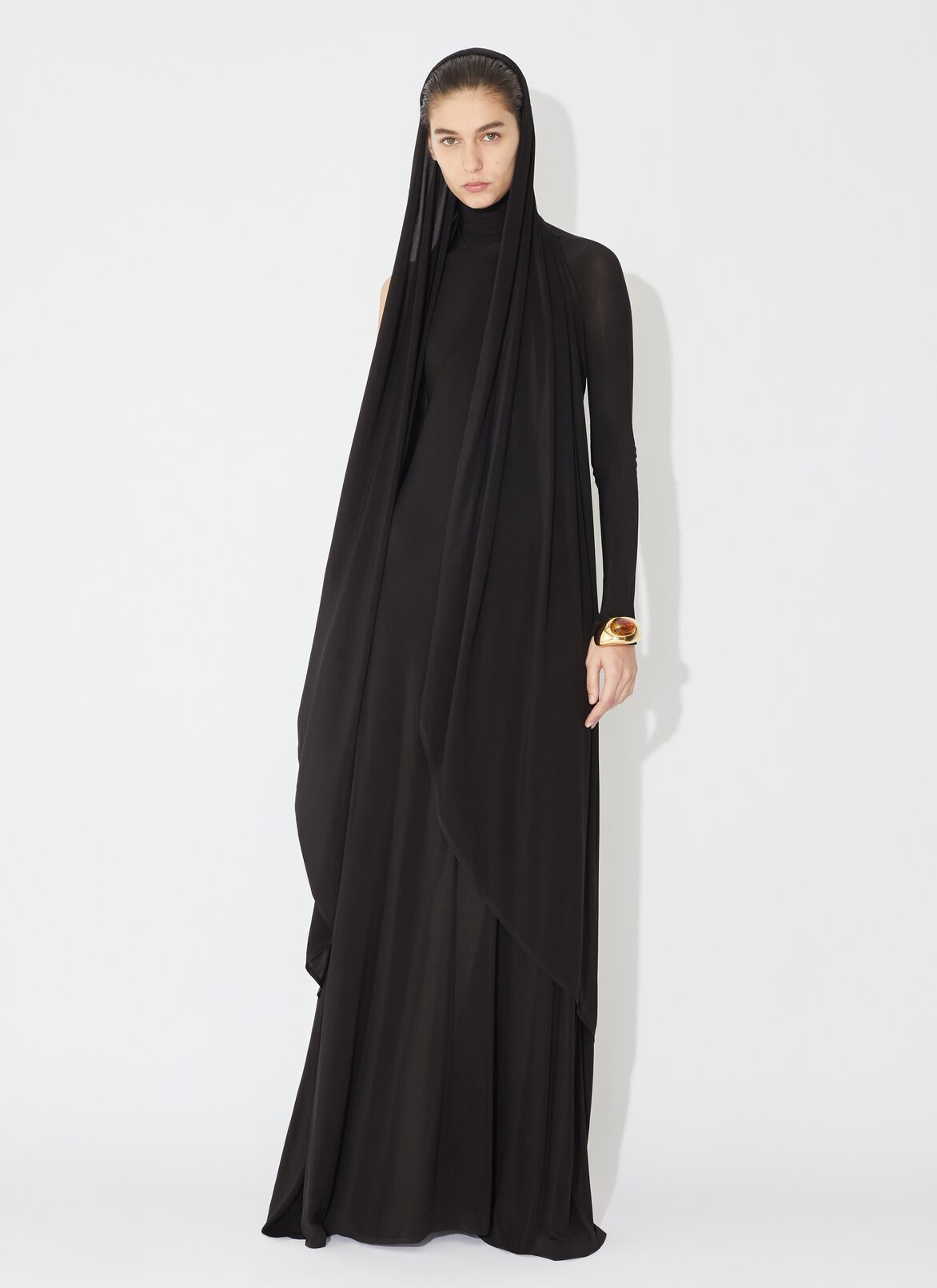 Fluid jersey dress   ALAÏA BROWN FLUID JERSEY DRESS